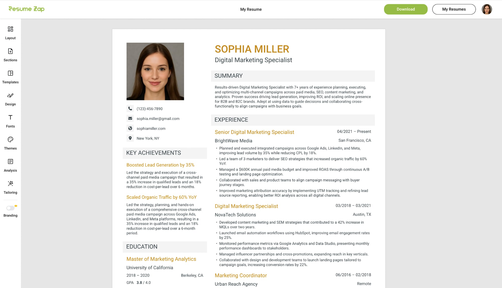 WYSIWYG Resume Builder